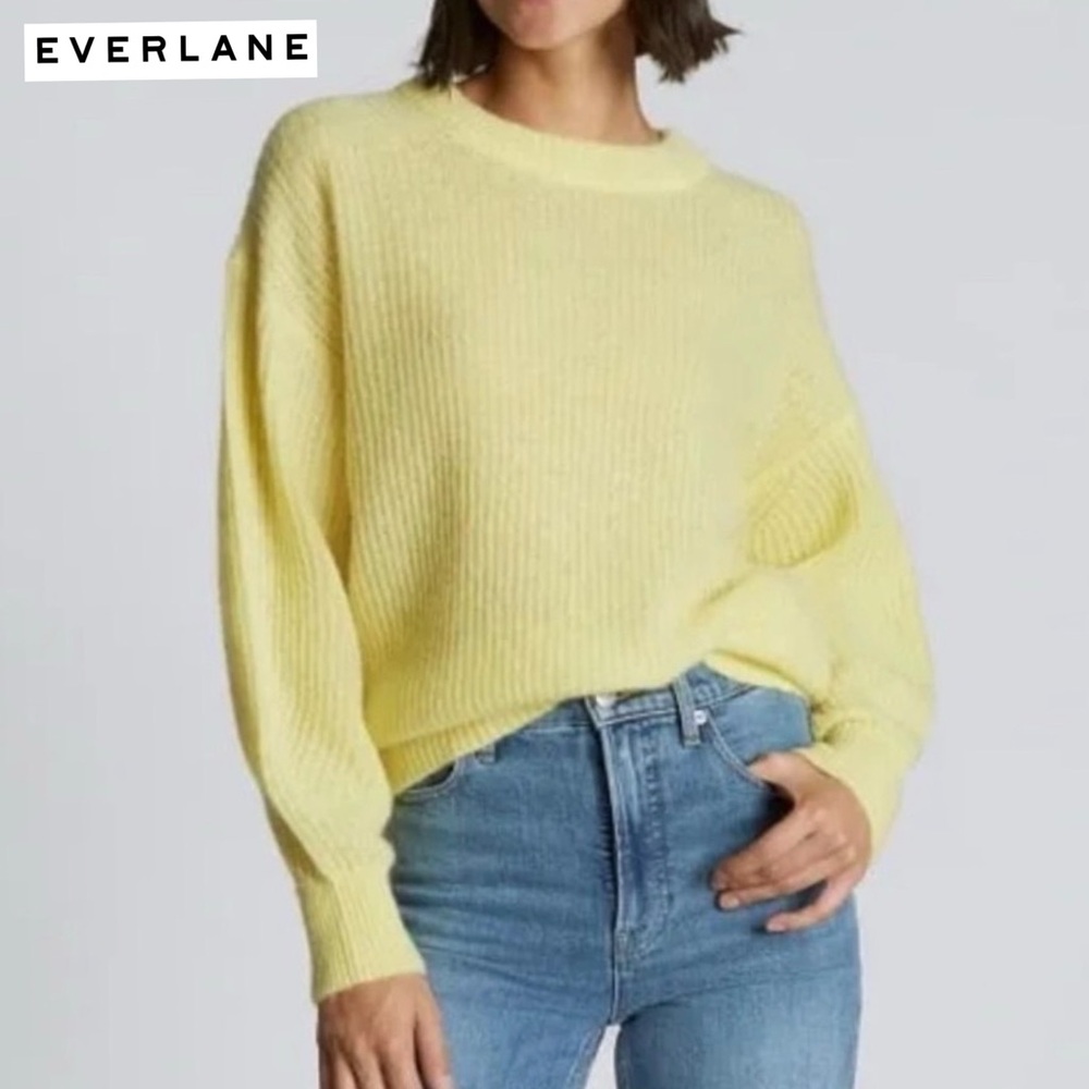 Everlane THE COCOON CREW IN ALPACA Sweater XXS Lemon Yellow Slouchy Oversized